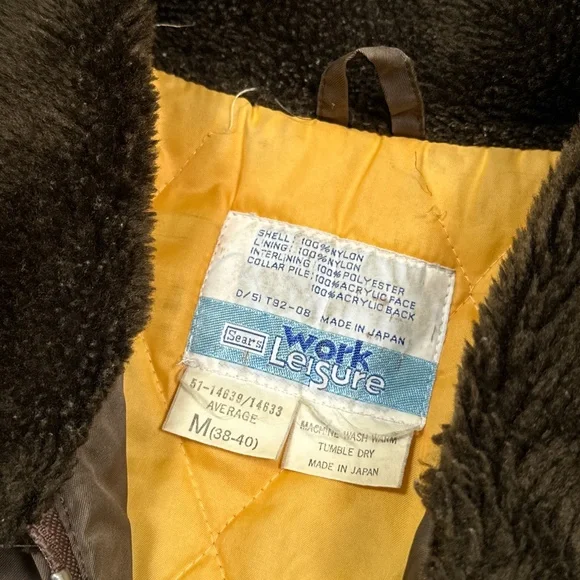 Vintage 70s Sears Work Leisure Made in Japan Aviator Nylon Jacket Mens Medium - Picture 9 of 11